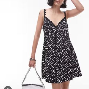 ASOS TOPSHOP NWT LACE STRAP SUNDRESS BLK/WHT SZ4